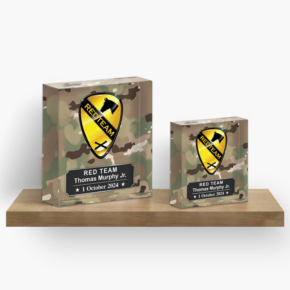 Military Retirement Gift or Qualification Award, in Ballistic Glass with US Flag And Camouflage Gift For Soldier Veteran K1702 Trhn