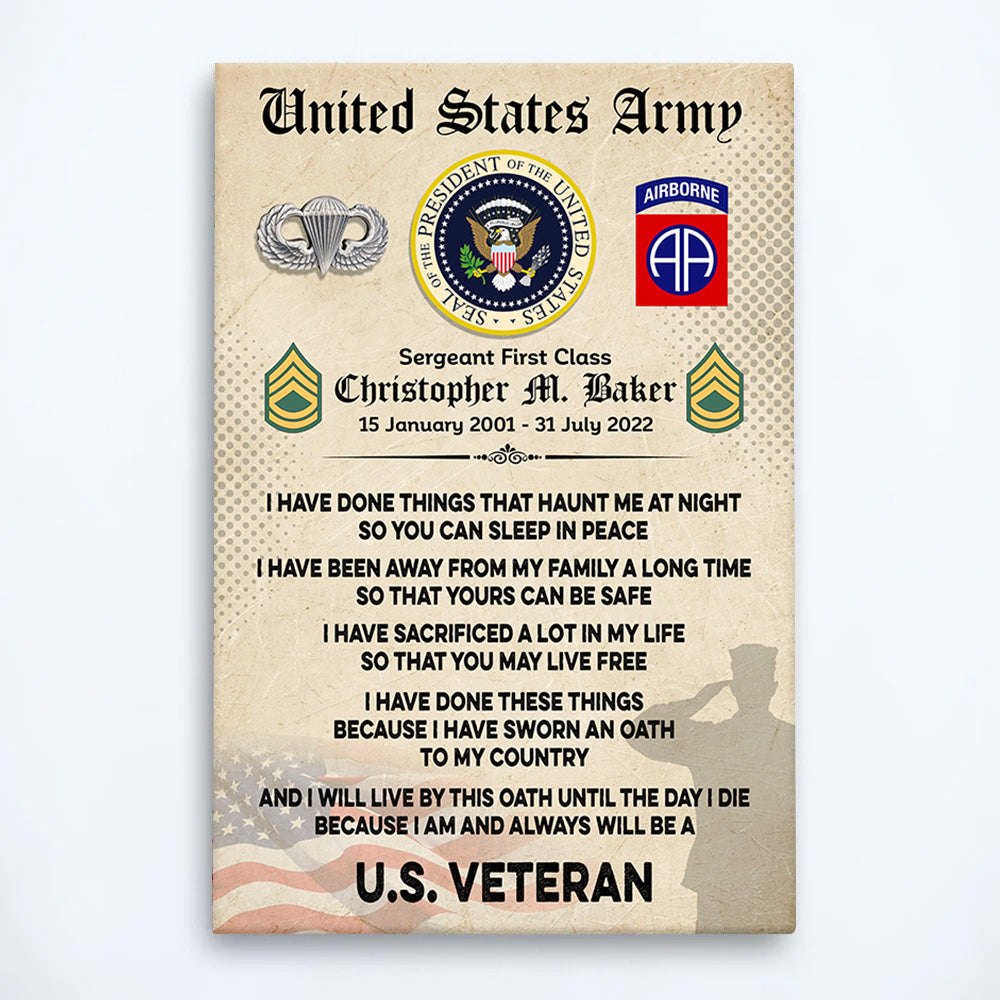 Personalized Poster Canvas Veteran Custom All Military Branches I Am And Always Be A U.S. Veteran Personalized Gift For Veteran K1702 Trhn