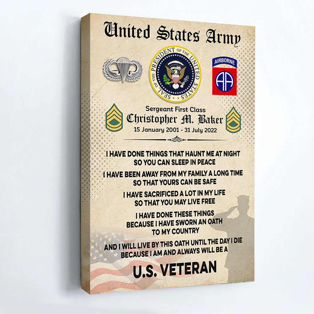 Personalized Poster Canvas Veteran Custom All Military Branches I Am And Always Be A U.S. Veteran Personalized Gift For Veteran K1702 Trhn