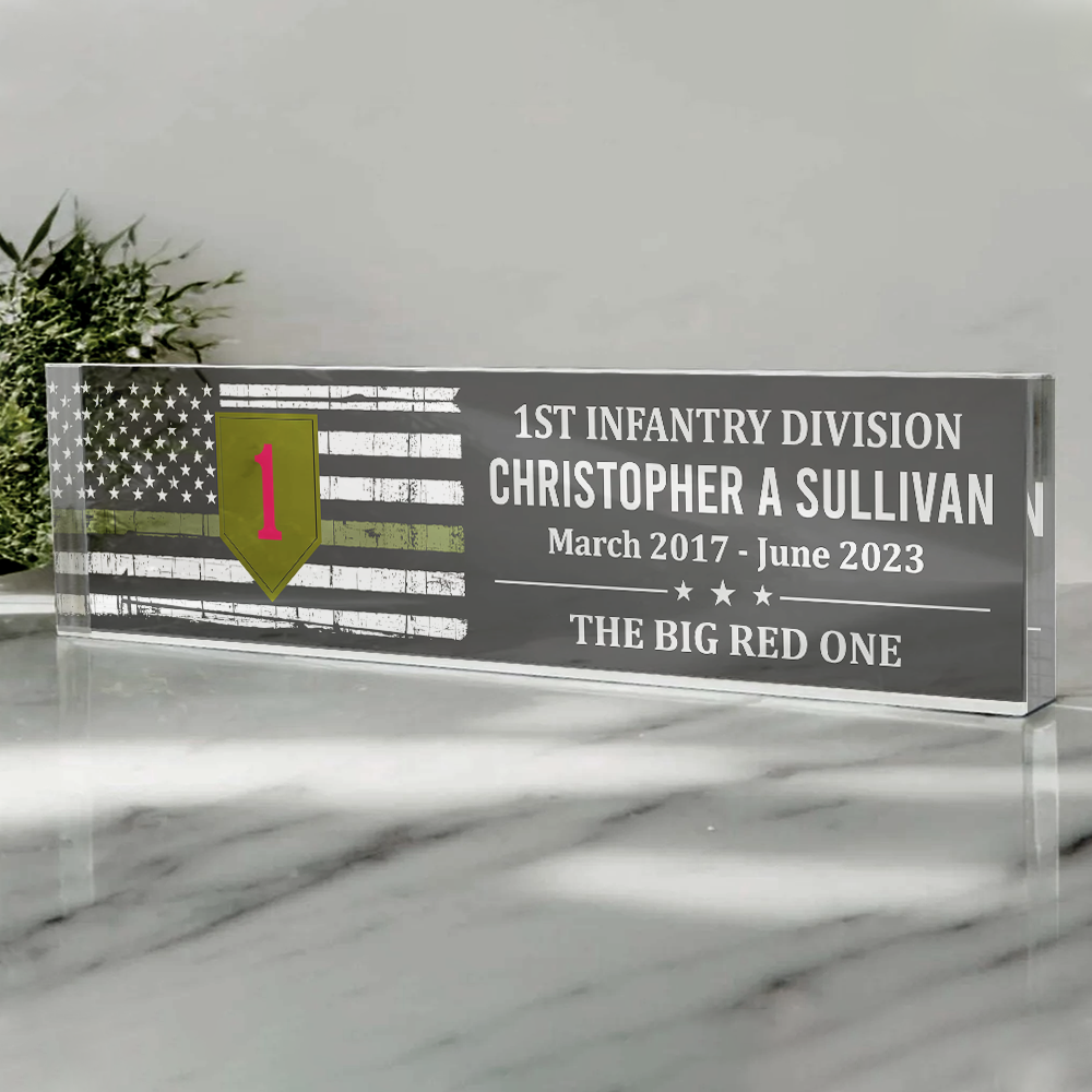 Custom Military Retirement Acrylic Block Custom All Military Branches Division Badges Rank Name Gift For Veteran K1702 Trhn