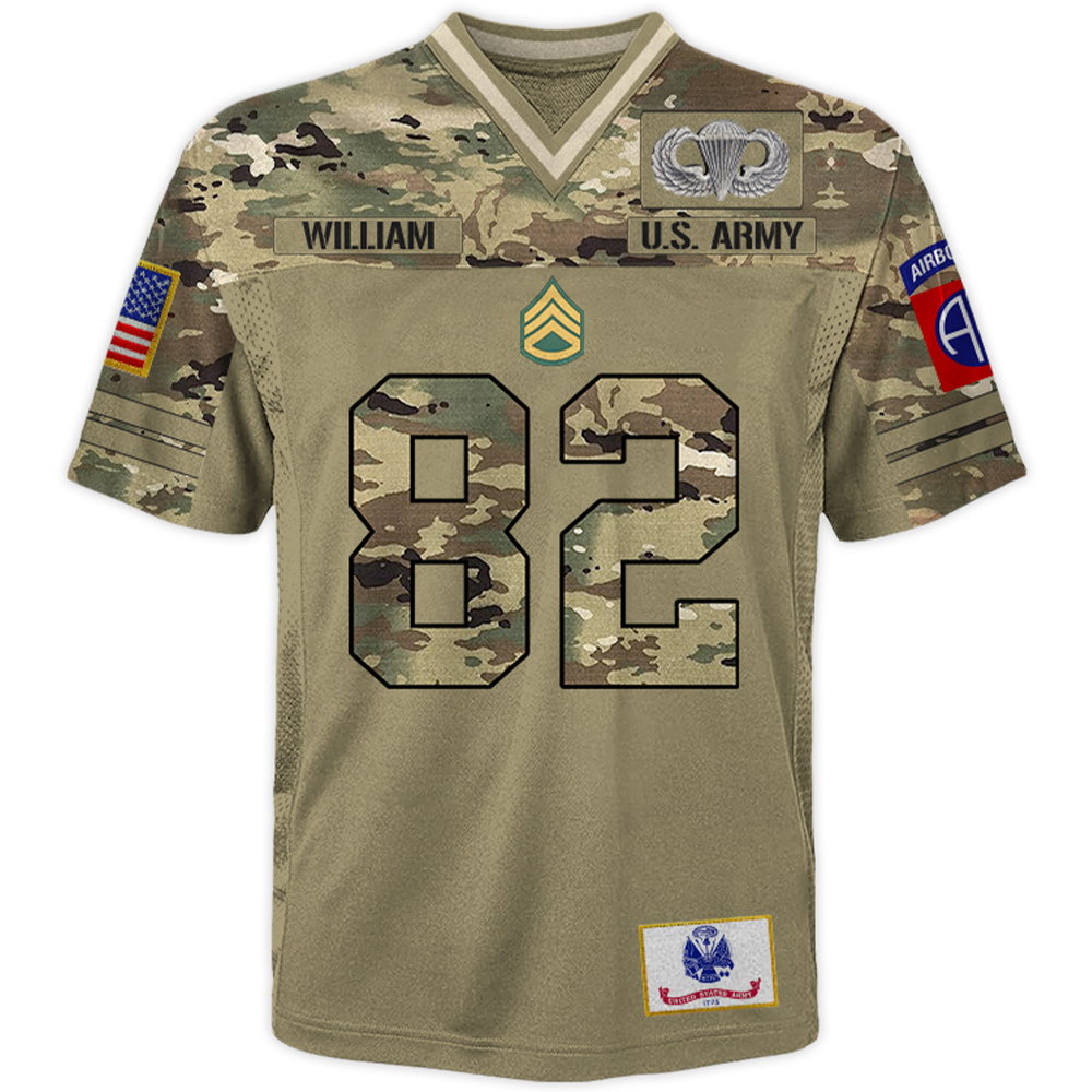 Custom Division All Branches Of Service Football Jersey Gift For Military Retirement Veteran Dad Grandpa K1702