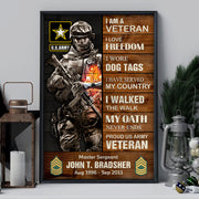 Personalized Poster And Canvas I Am a Veteran Army Veteran Pride Gift For Veterans K1702 Trhn