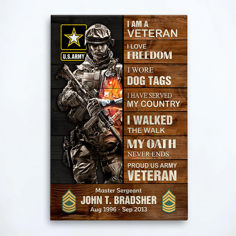 Personalized Poster And Canvas I Am a Veteran Army Veteran Pride Gift For Veterans K1702 Trhn