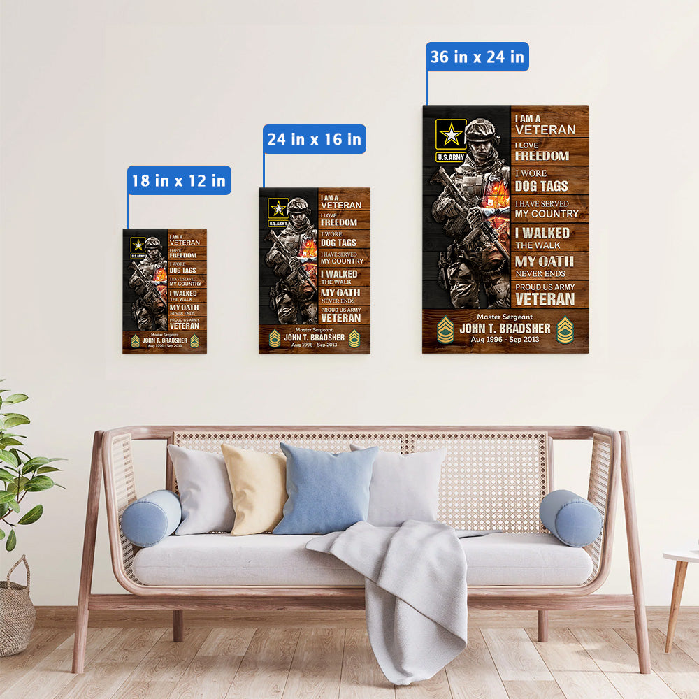 Personalized Poster And Canvas I Am a Veteran Army Veteran Pride Gift For Veterans K1702 Trhn