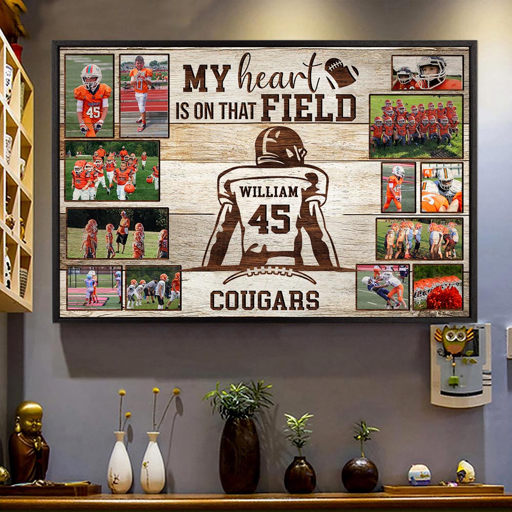 Personalized American Football Player Poster & Canvas Custom Photo, Name, Team Name K1702