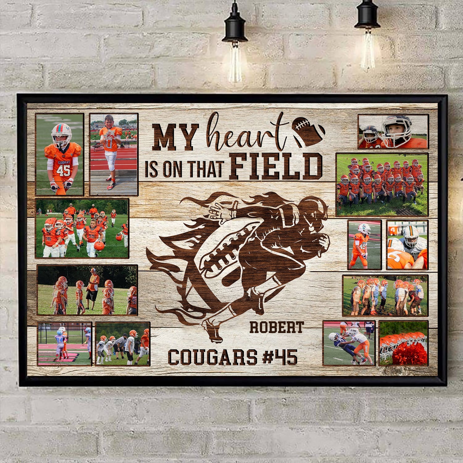 Personalized American Football Player Poster & Canvas Custom Photo, Name, Team Name K1702