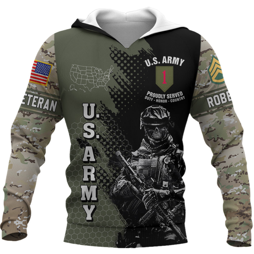 Custom Military Division Rank All Over Print Shirt Hoodies Available To All Military Branches For Soldier Veteran K1702 Trhn