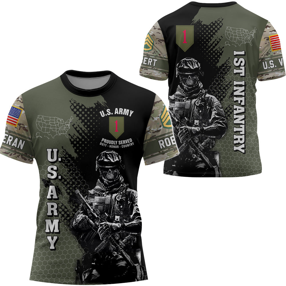 Custom Military Division Rank All Over Print Shirt Hoodies Available To All Military Branches For Soldier Veteran K1702 Trhn