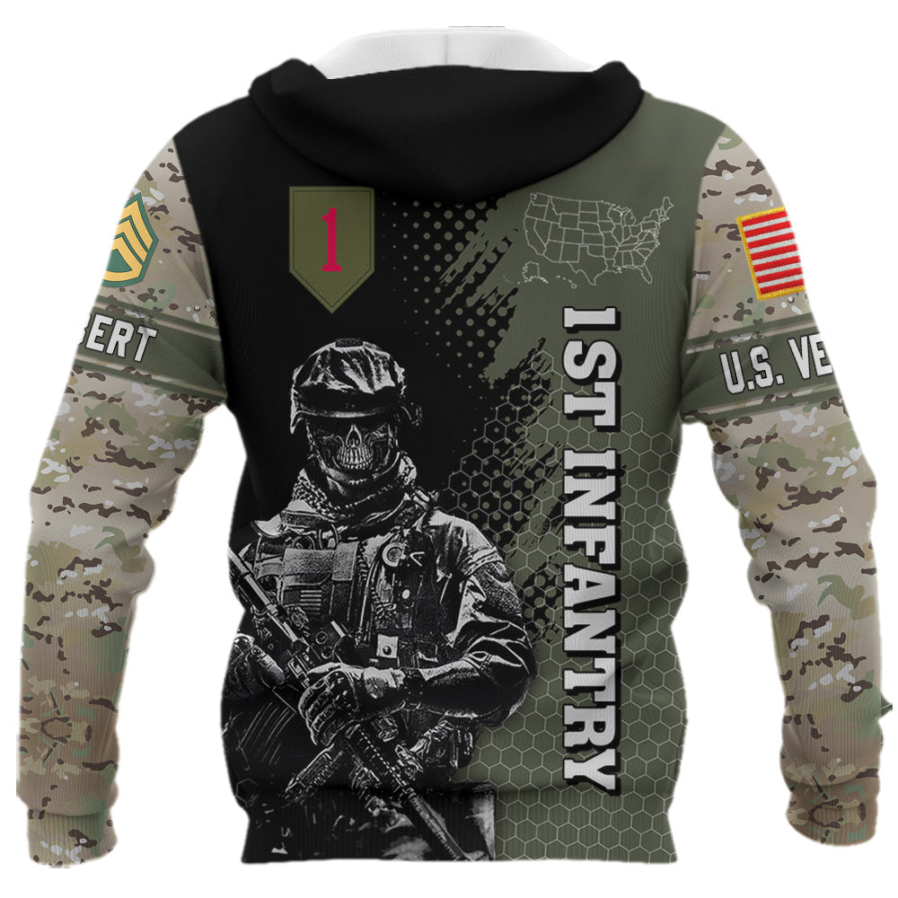 Custom Military Division Rank All Over Print Shirt Hoodies Available To All Military Branches For Soldier Veteran K1702 Trhn