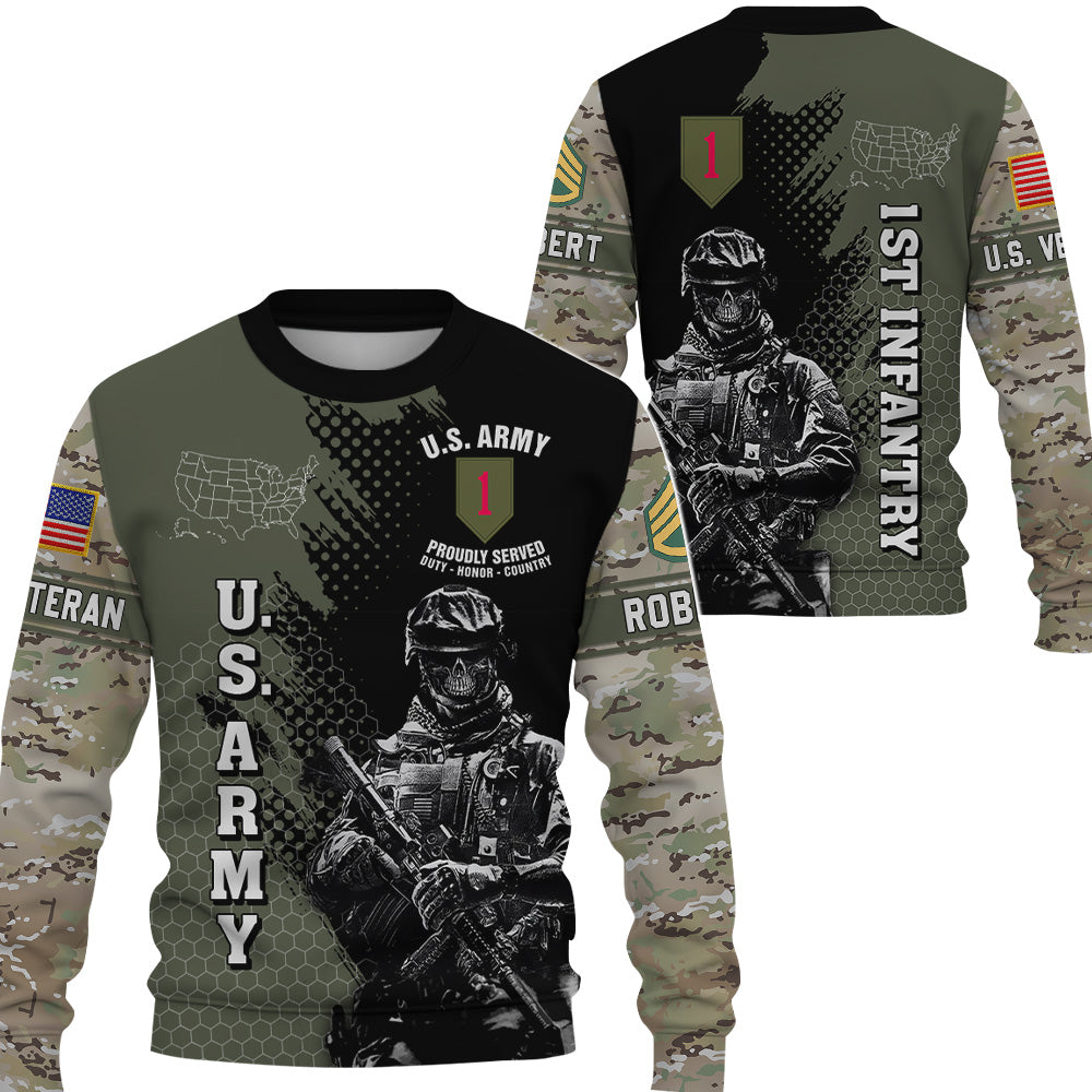 Custom Military Division Rank All Over Print Shirt Hoodies Available To All Military Branches For Soldier Veteran K1702 Trhn