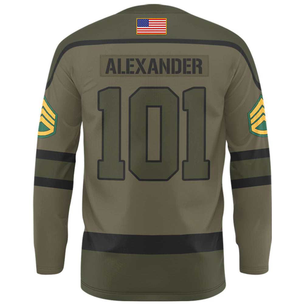 Personalized Hockey Jersey Military Shirt Gift For Veteran Soldier K1702 Trhn