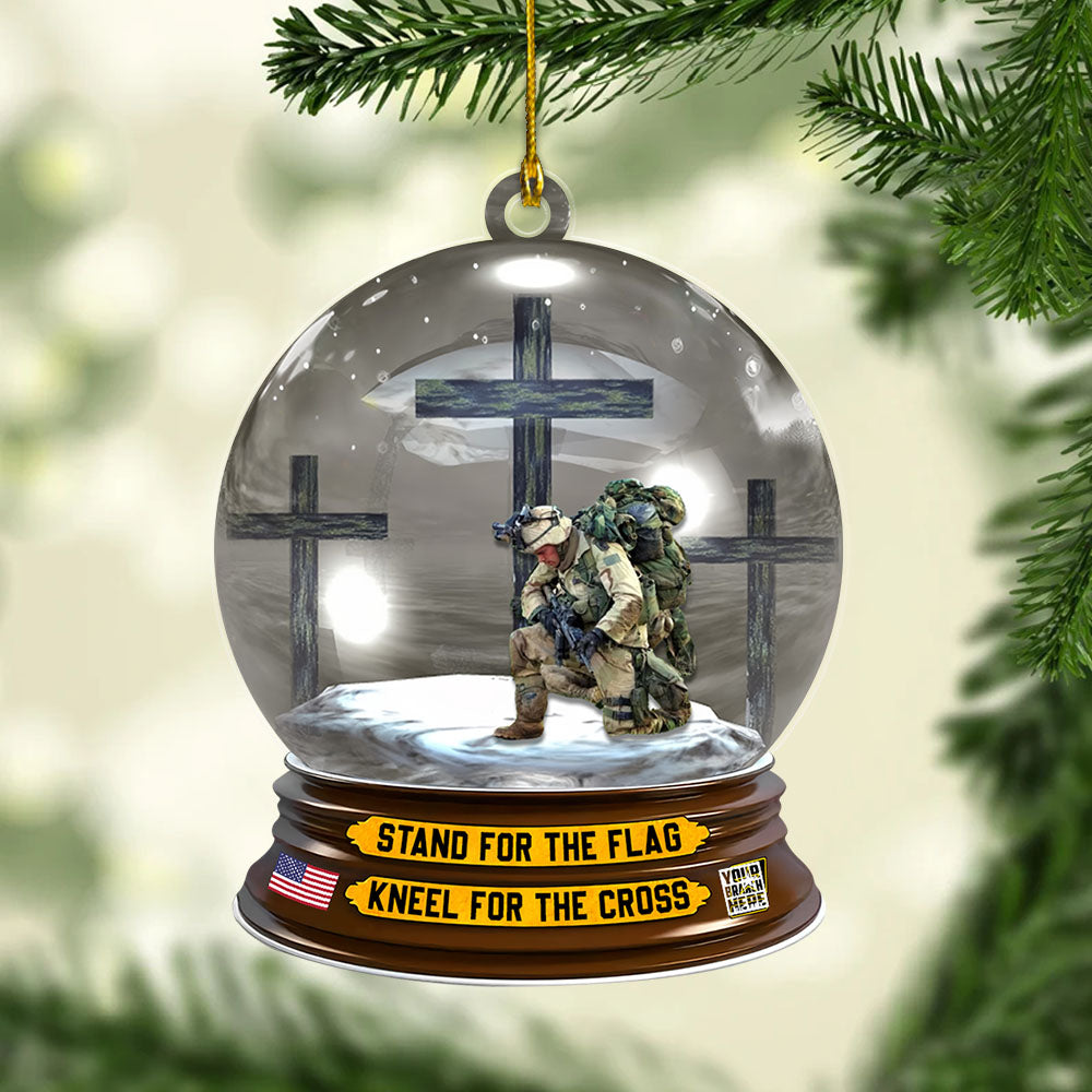 U.S. Veteran American Veteran Knee Croos Christmas Ornament Custom With Branch K1702