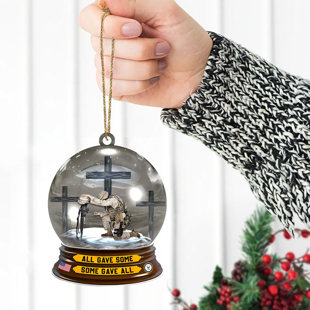 U.S. Veteran American Veteran Knee Croos Christmas Ornament Custom With Branch K1702