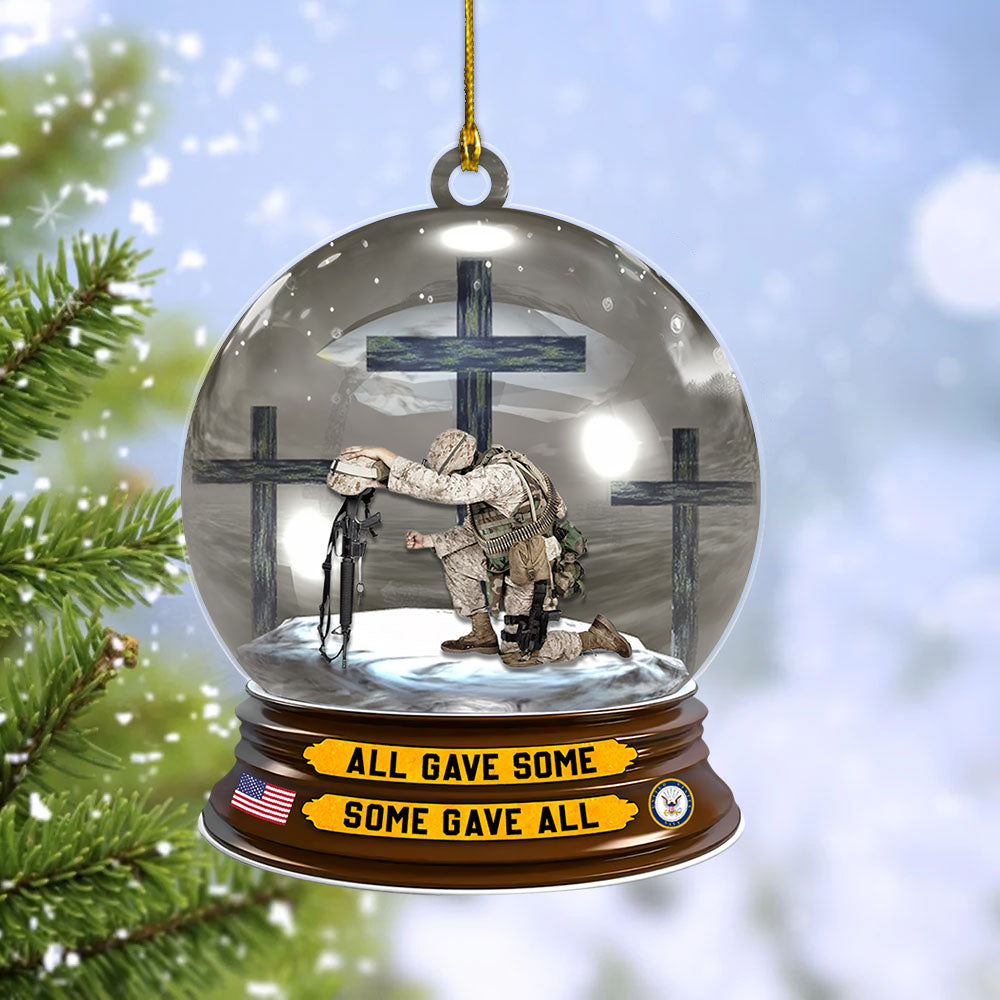 U.S. Veteran American Veteran Knee Croos Christmas Ornament Custom With Branch K1702