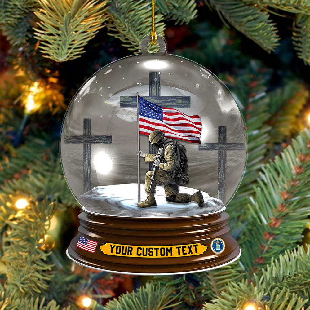 U.S. Veteran American Veteran Knee Croos Christmas Ornament Custom With Branch K1702