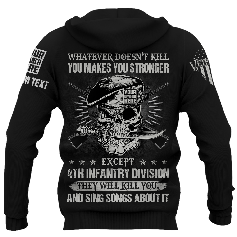 Whatever Doesn't Kill You Makes You Stronger Except Military Division Veteran Skull All Over Print Shirt K1702