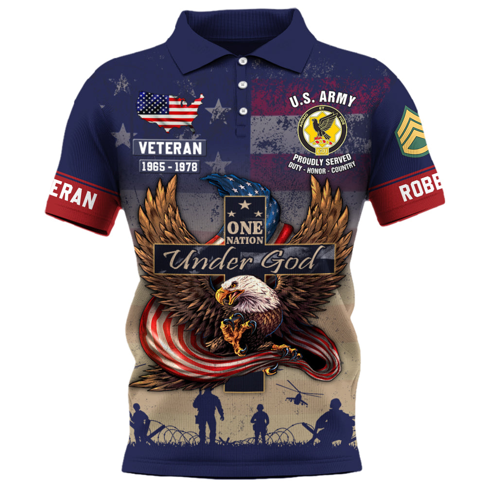 Personalized All Over Print One Nation Under God Eagle American Shirt Gift For Veteran Custom Division Military K1702 Trhn