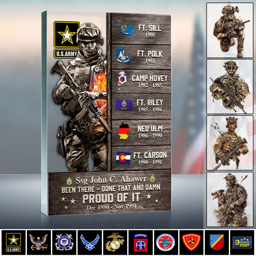 Personalized Acrylic Block Unique Retirement World Tour Custom Military Base Gift For Veterans K1702 Hv01