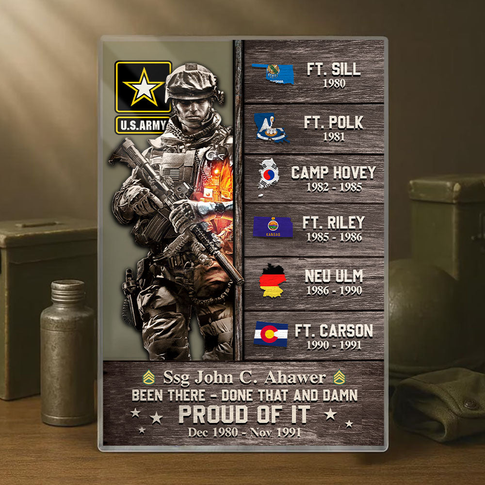 Personalized Acrylic Block Unique Retirement World Tour Custom Military Base Gift For Veterans K1702 Hv01