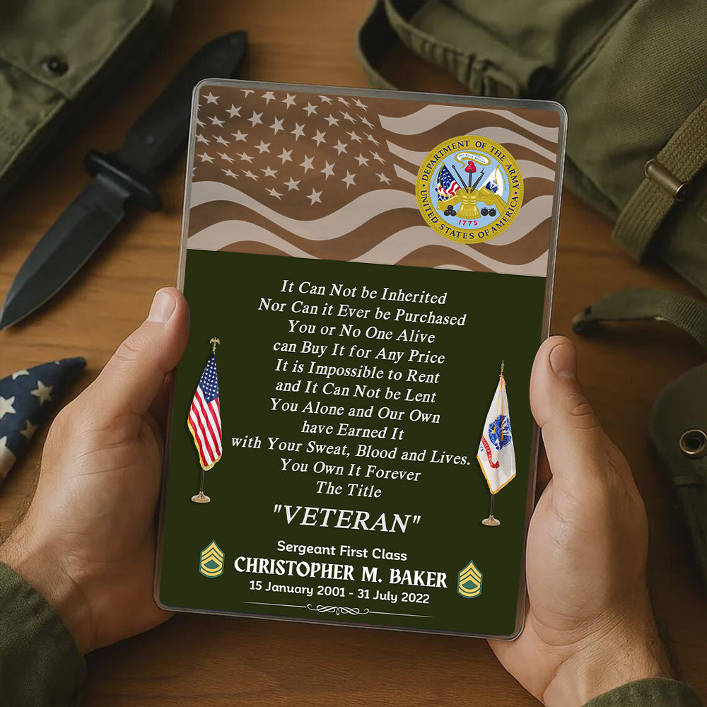 Personalized Acrylic Block It Cannot Be Inherited Nor Can It Purchased Custom Division Military Gift For Veteran K1702 Hv01