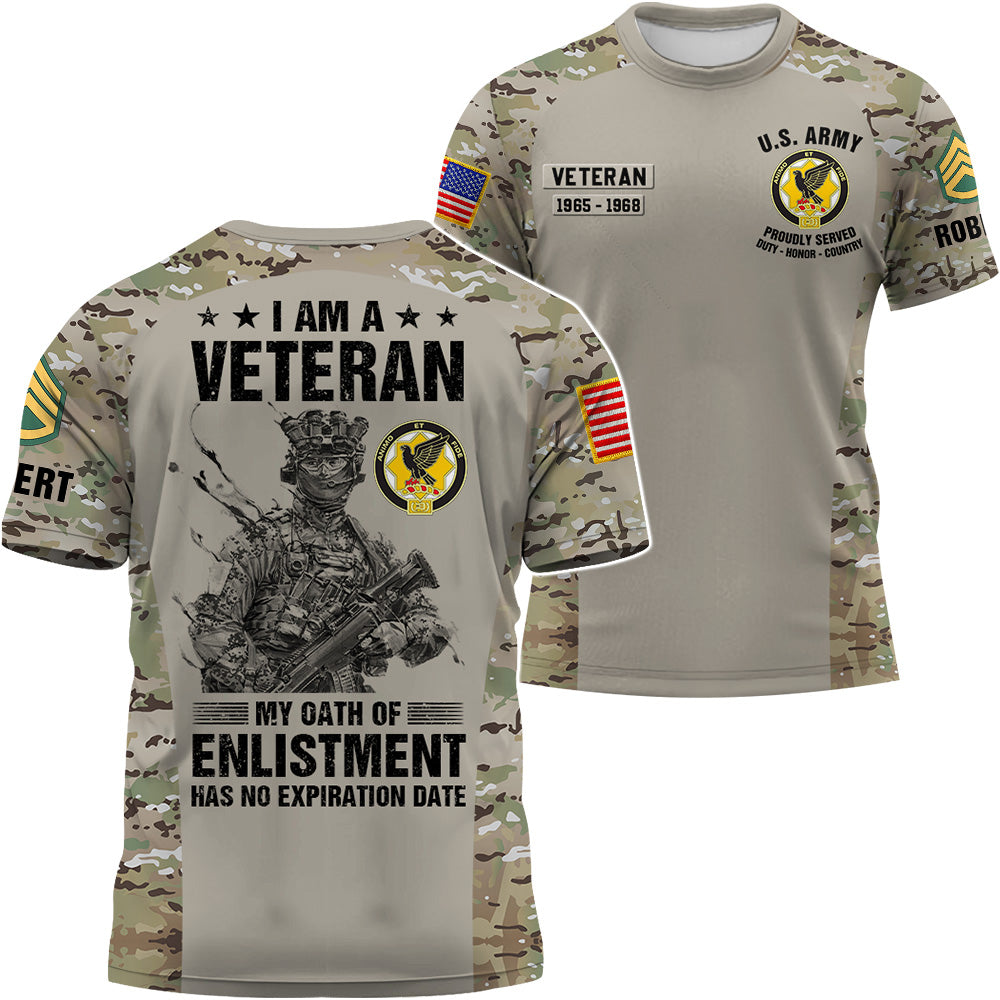 Custom Veteran Shirt I Am A Veteran My Oath of Enlistment Has No Expiration Date Custom All Military Branches Gift For Veterans K1702 Trhn