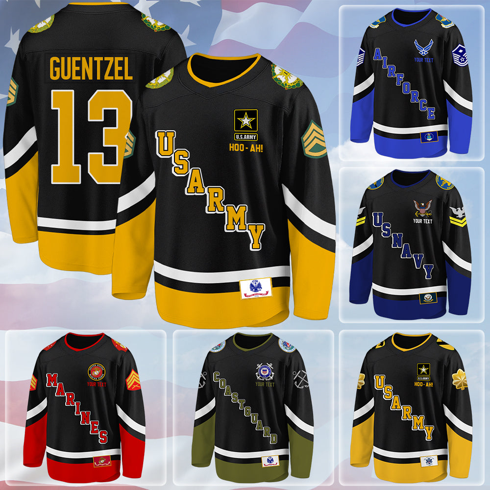 Personalized Hockey Jersey Military Available All Military Branch Gift For Veterans Soldier K1702 Trhn