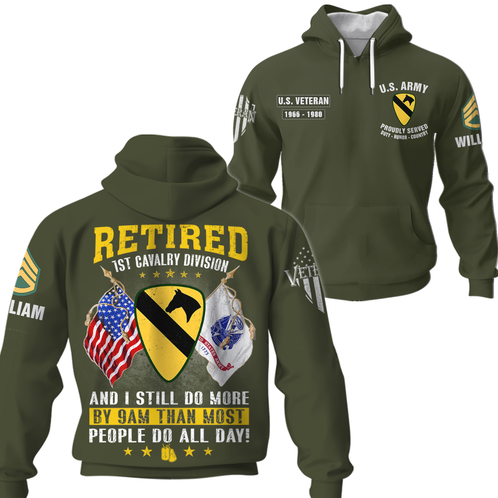 Personalized All Over Print Shirt Retired Army Custom All Branch Gift For Veteran K1702
