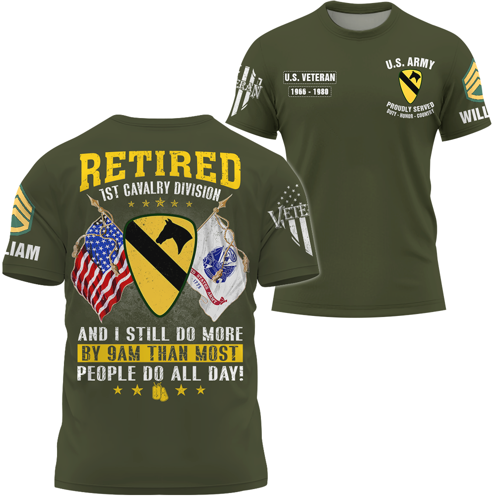Personalized All Over Print Shirt Retired Army Custom All Branch Gift For Veteran K1702