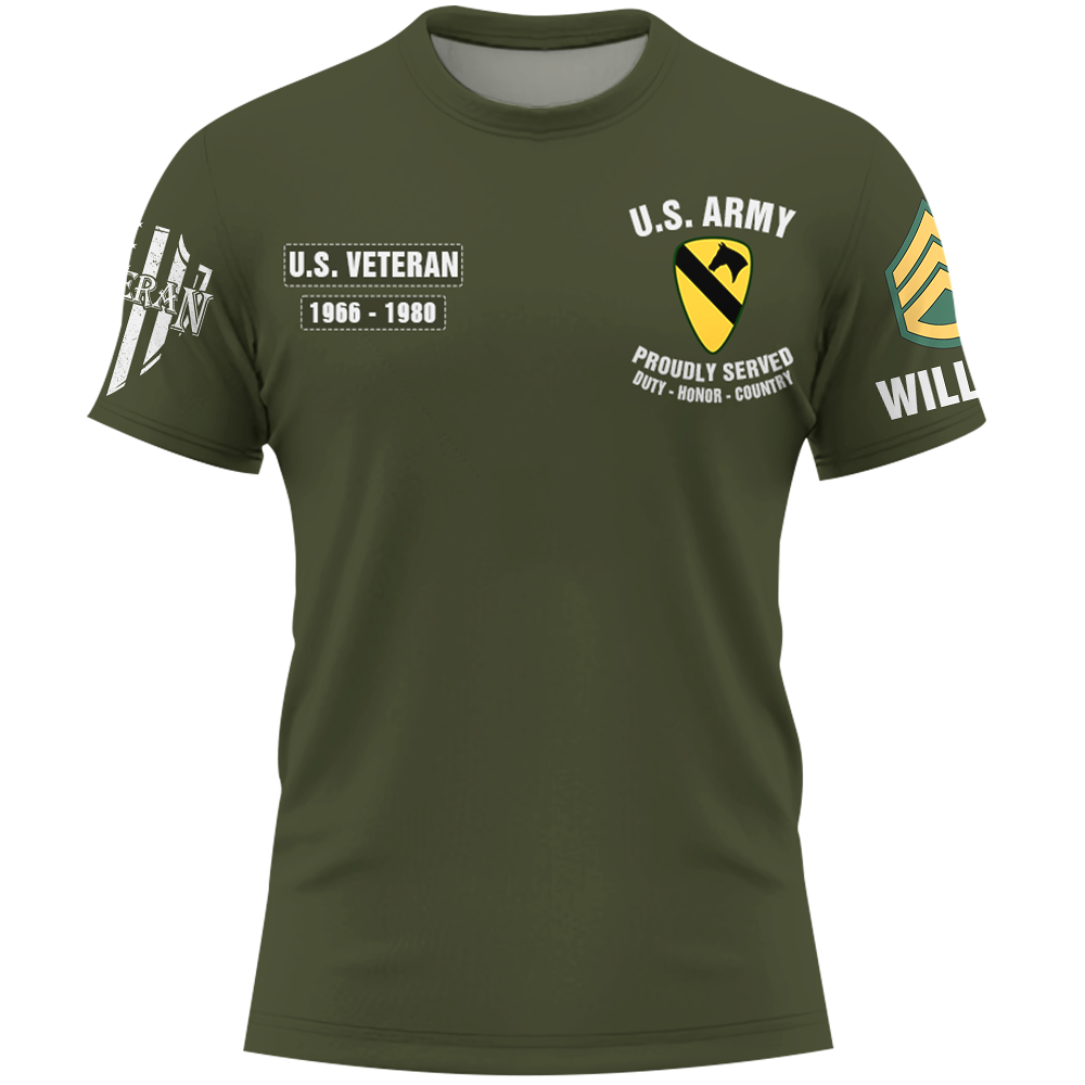 Personalized All Over Print Shirt Retired Army Custom All Branch Gift For Veteran K1702