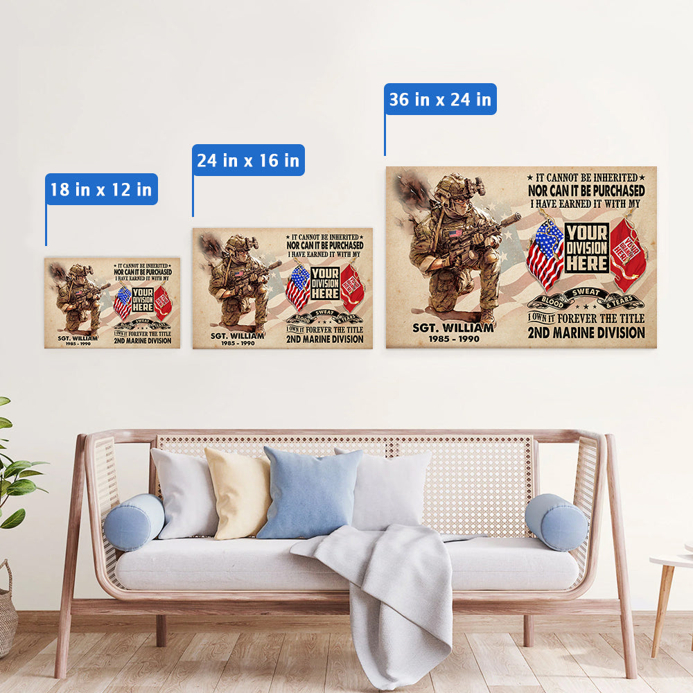 Personalized Canvas And Poster It Cannot Be Inherited Veteran Frame K1702