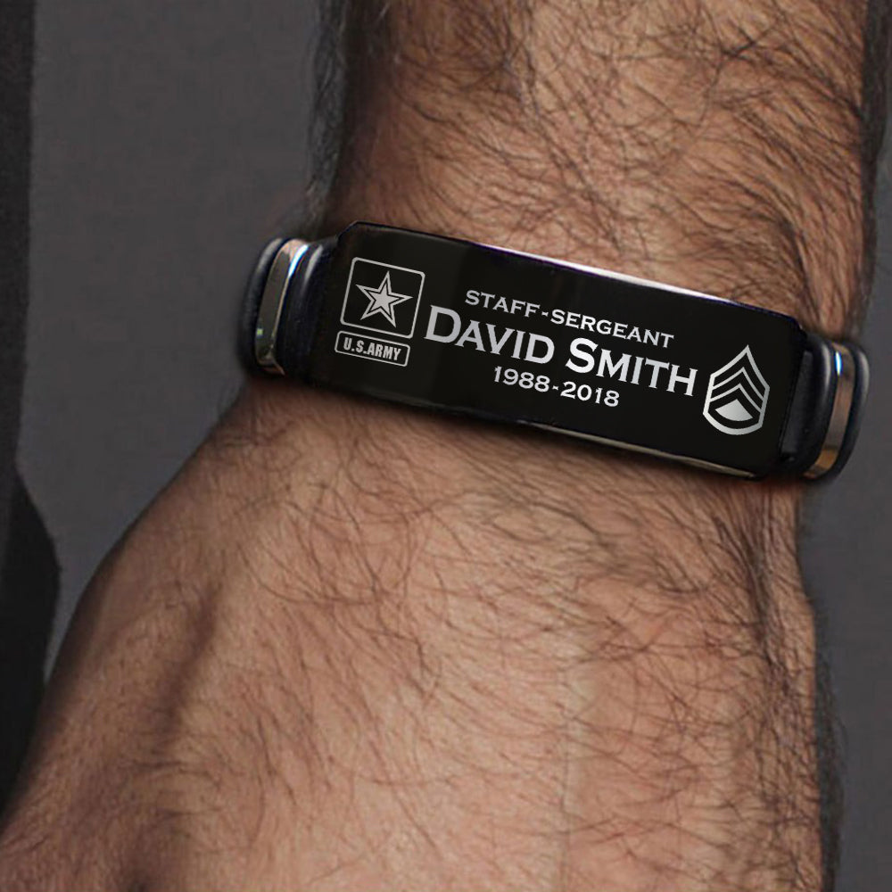 Custom Metal Military Bracelet Veteran Retirement Gift K1702 Trhn