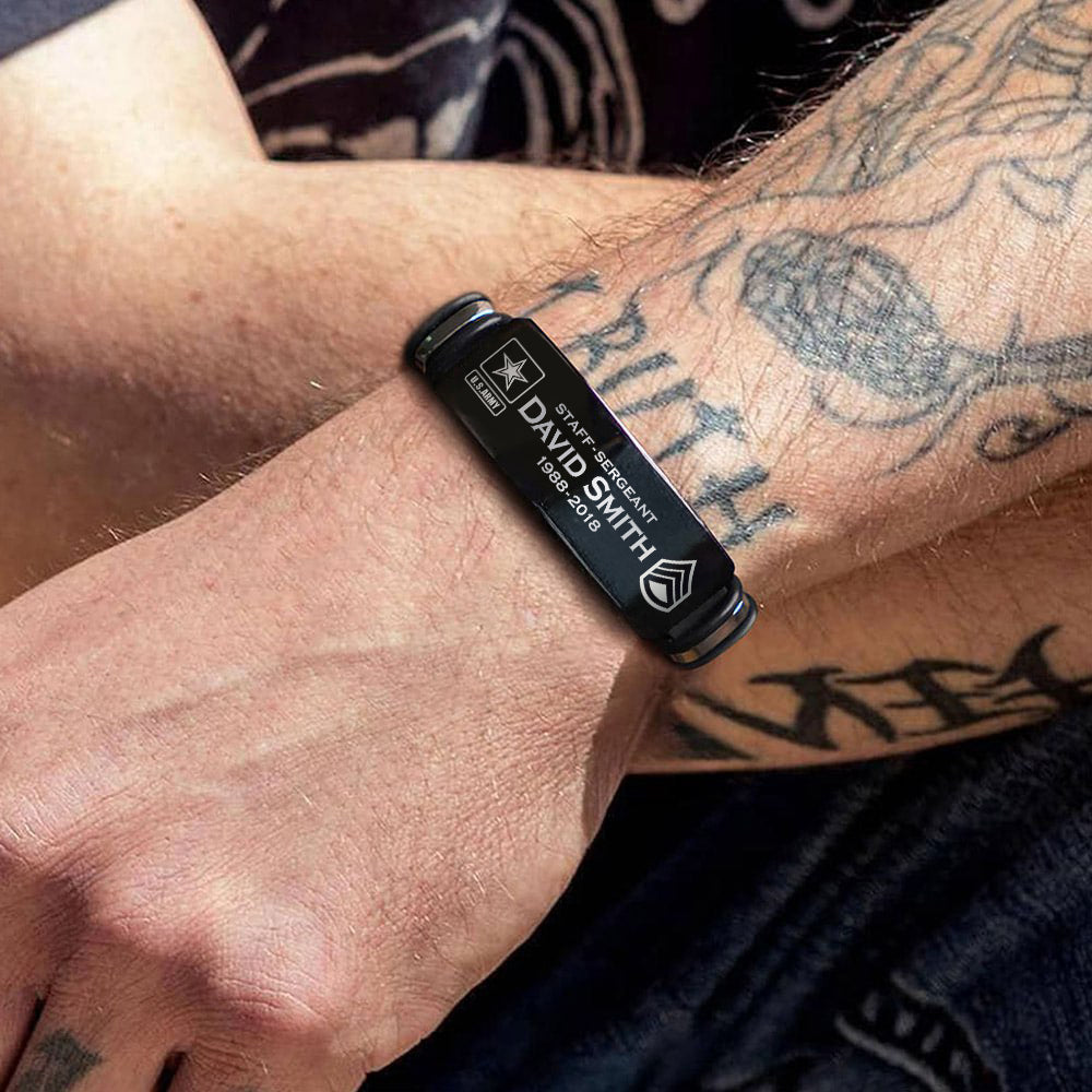 Custom Metal Military Bracelet Veteran Retirement Gift K1702 Trhn