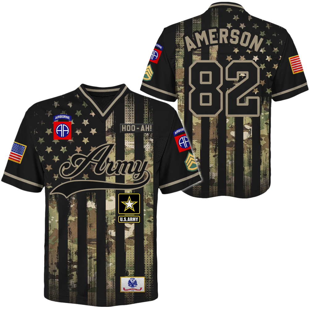 Custom Camouflage Patterns Military American Flag To Service American Football Jerseys Gift For Veteran K1702 Trhn