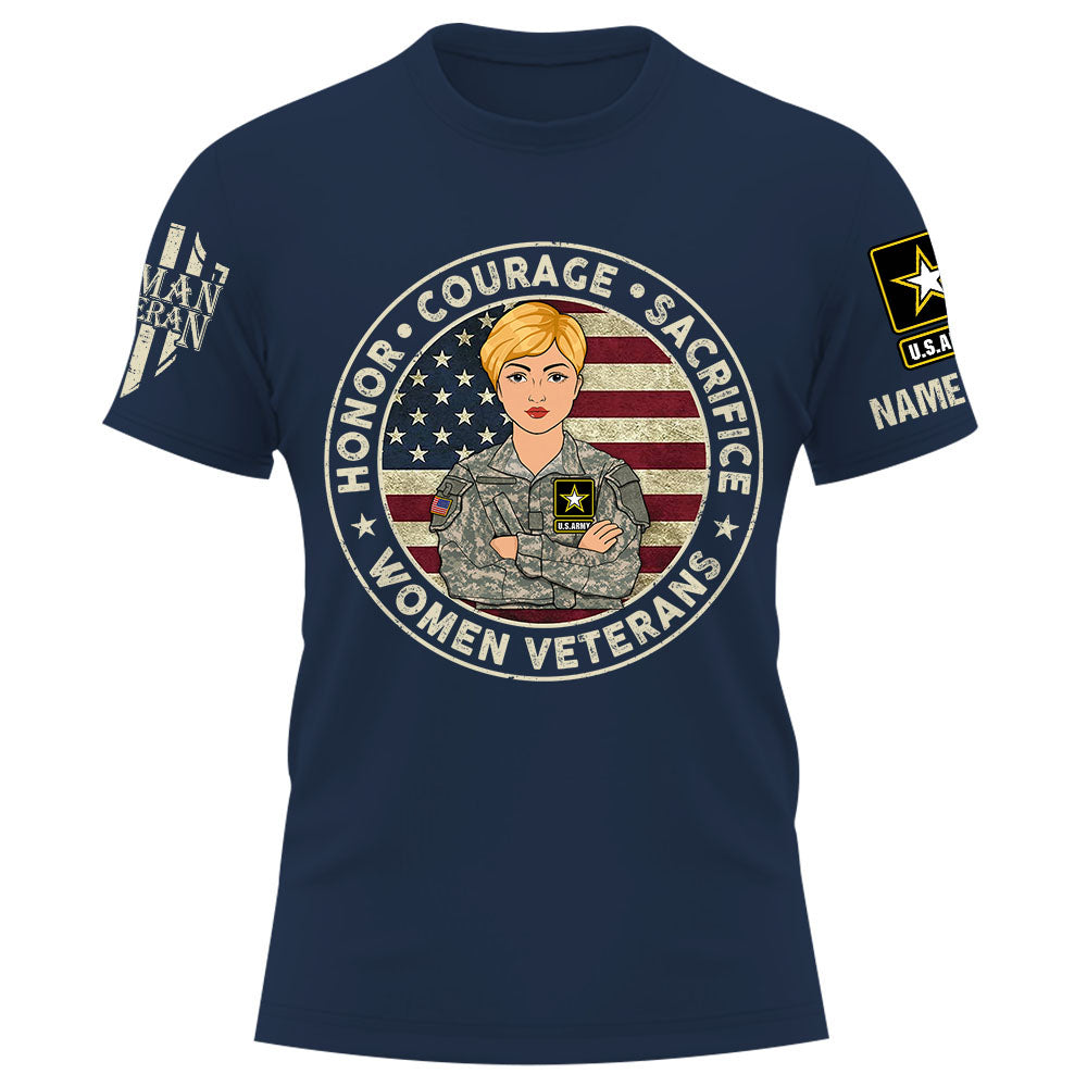 Honor Courage Sacrifice Women Veterans Personalized Shirt For Women Veterans K1702
