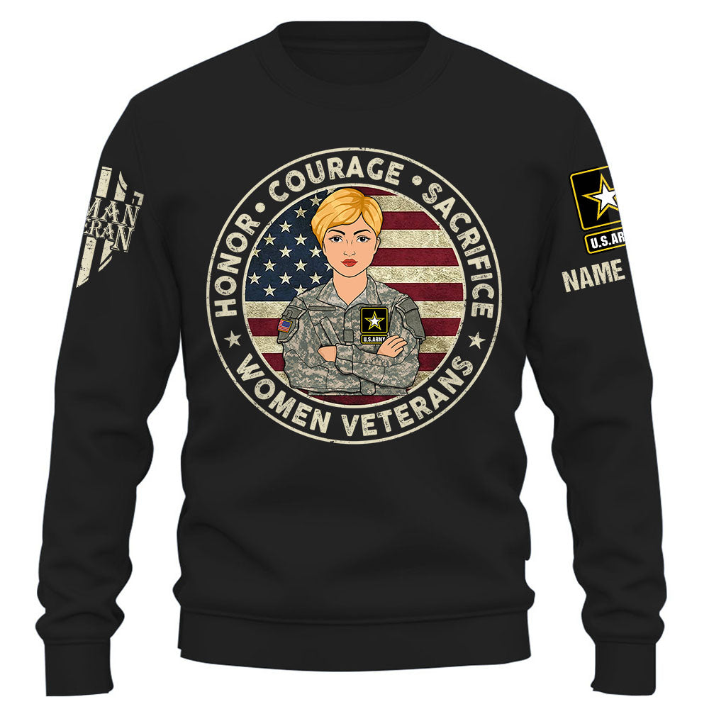 Honor Courage Sacrifice Women Veterans Personalized Shirt For Women Veterans K1702