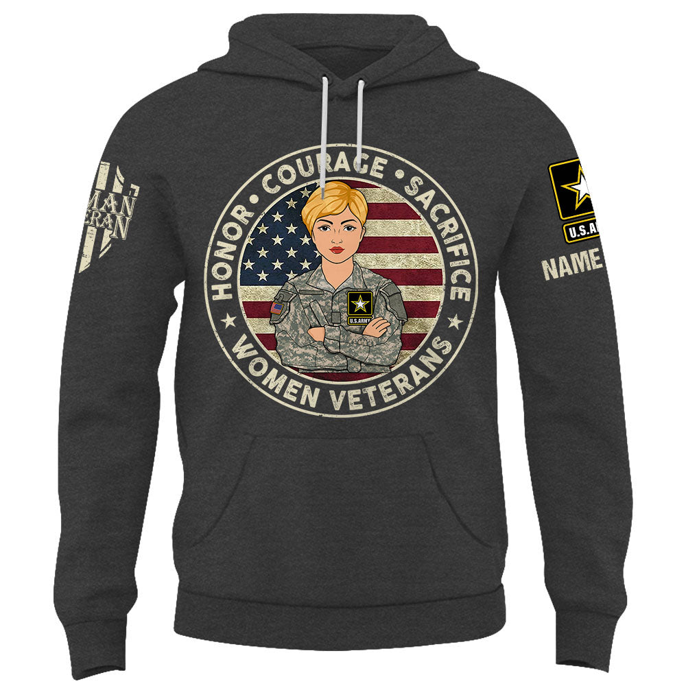Honor Courage Sacrifice Women Veterans Personalized Shirt For Women Veterans K1702