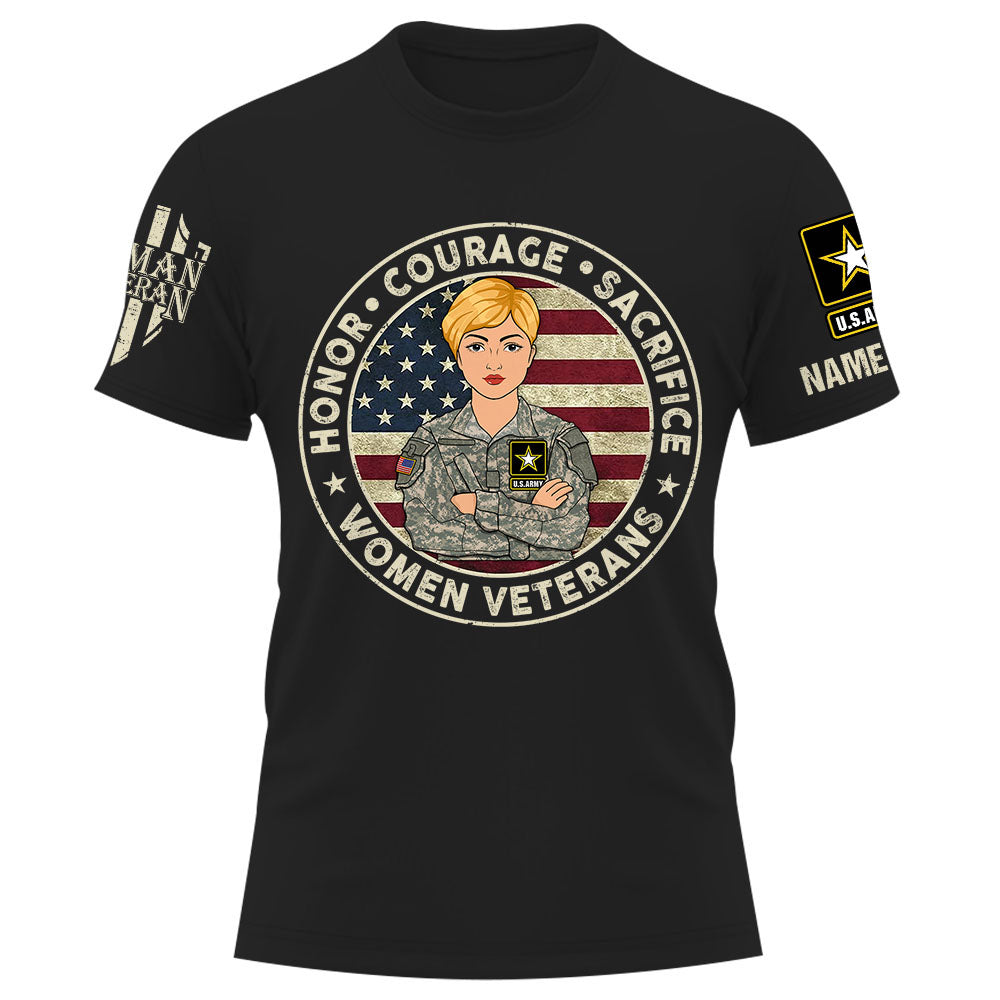 Honor Courage Sacrifice Women Veterans Personalized Shirt For Women Veterans K1702