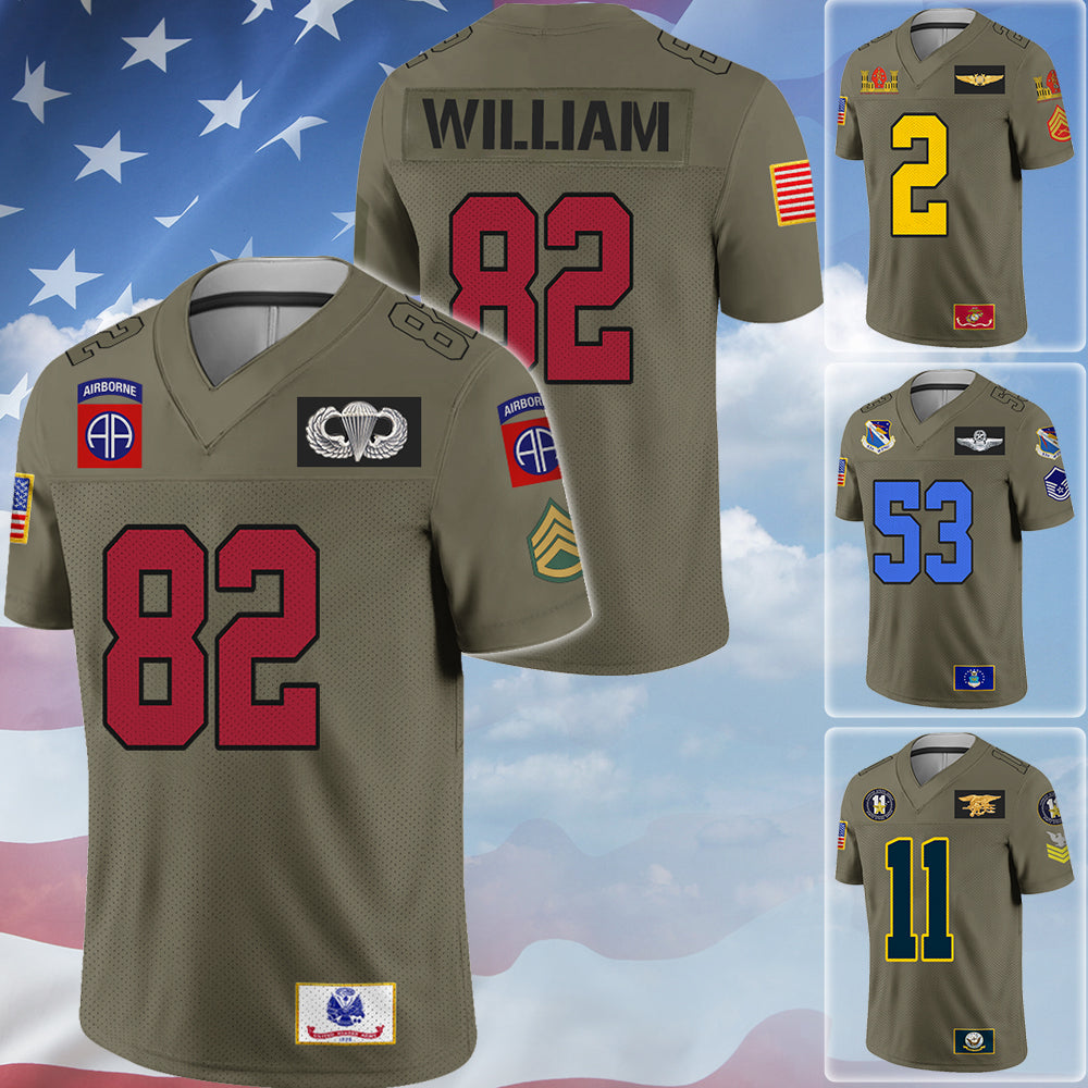 Honor Their Service – Personalized Football Jersey Gift For Veterans Military Jersey Gift K1702 Trhn