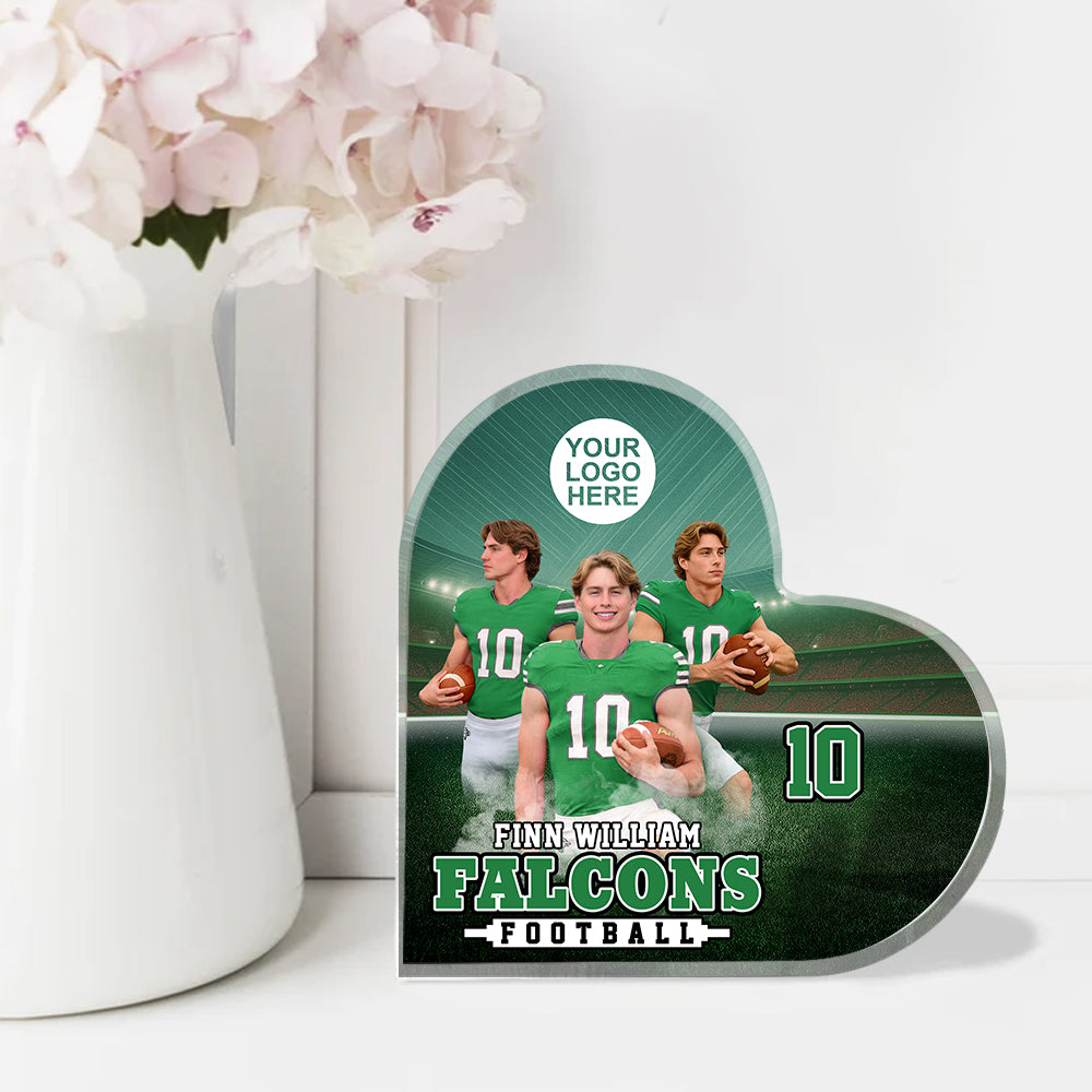 Custom Photo Football Game Day Football Heart Acrylic Gift For Football Lovers - Personalized Gift For Football K1702 Trhn