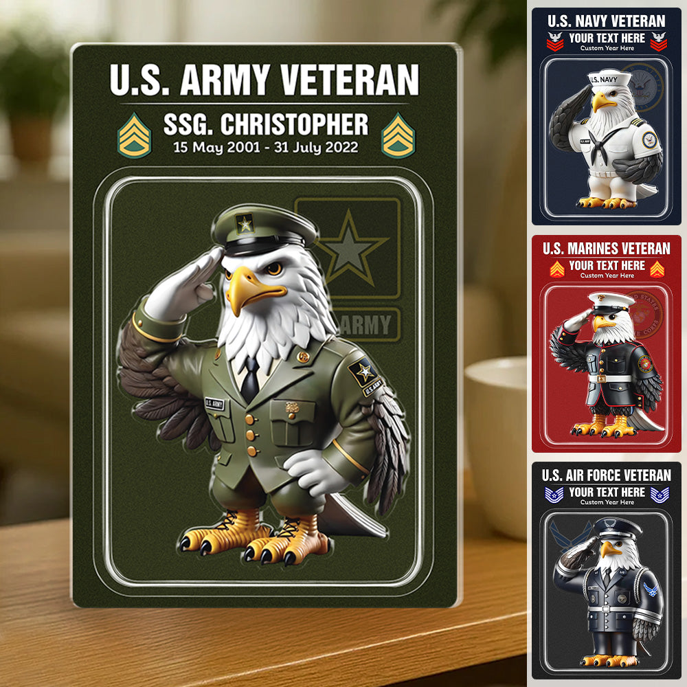 3D Effect Veteran Action Figure Pack Packaging Personalized All Military Branches Acrylic Plaque, Unique Keepsake, Gift For Firefighters Trhn