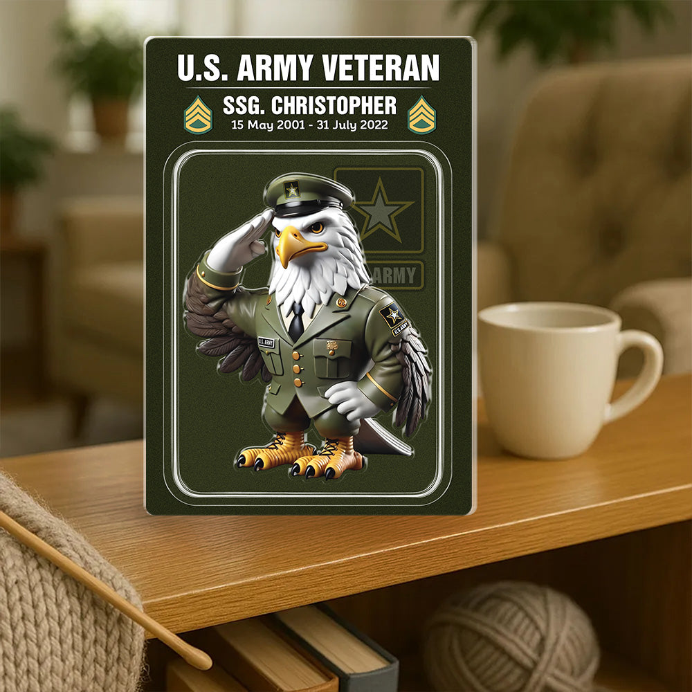 3D Effect Veteran Action Figure Pack Packaging Personalized All Military Branches Acrylic Plaque, Unique Keepsake, Gift For Firefighters Trhn
