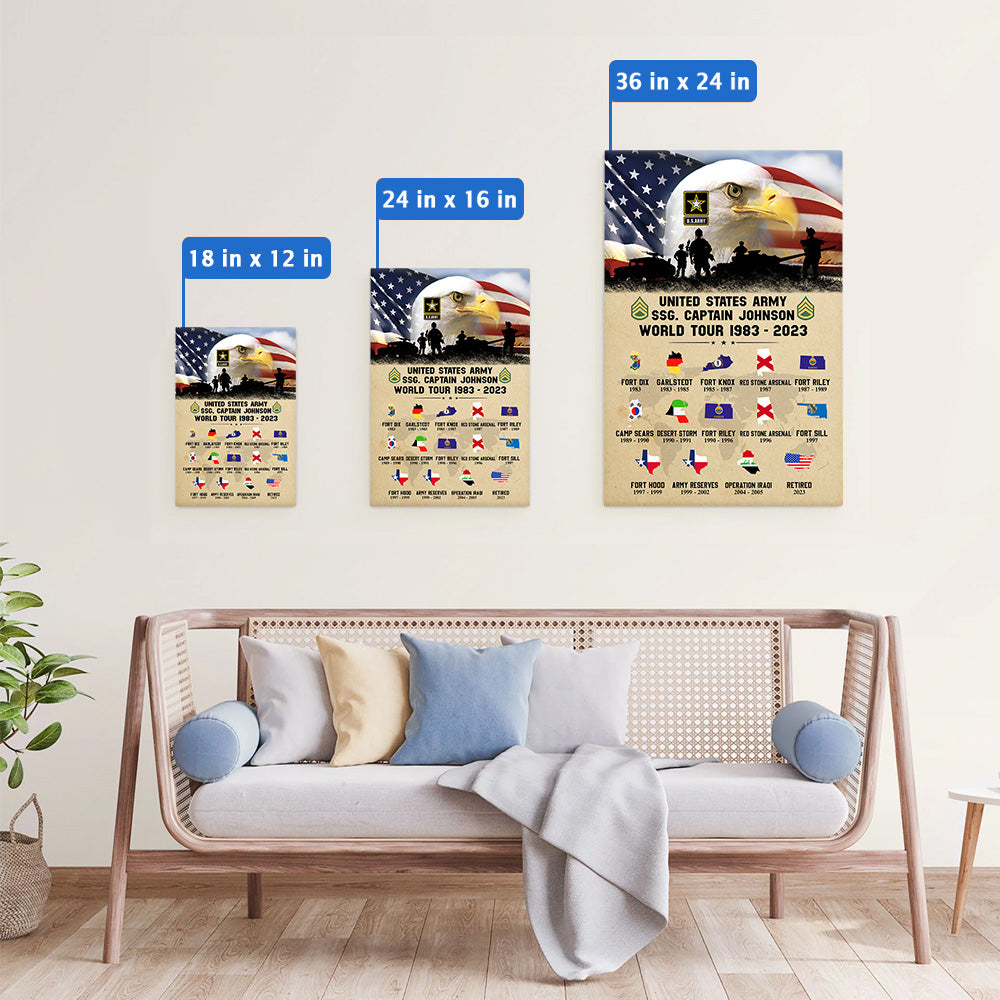 US Veteran Custom Poster And Canvas U.S Military World Tour Personalized Gift K1702 Trhn