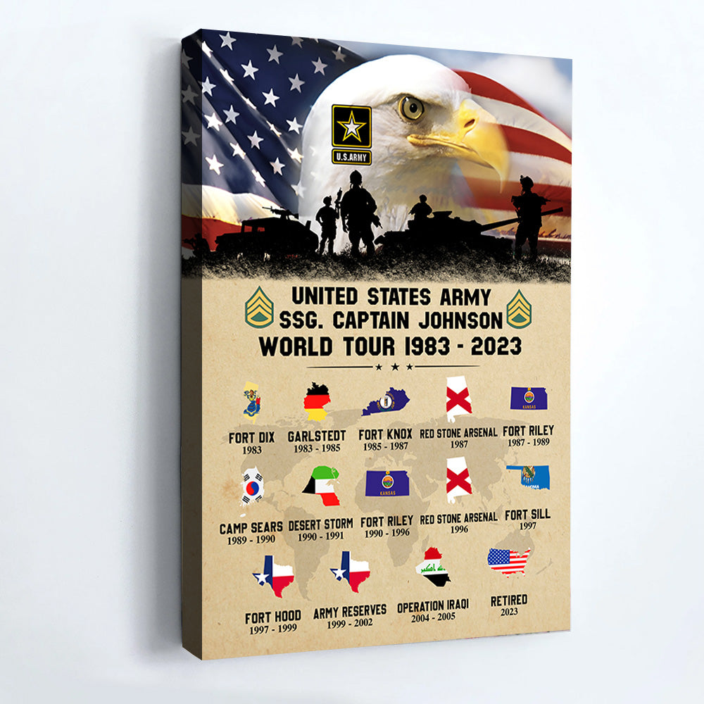 US Veteran Custom Poster And Canvas U.S Military World Tour Personalized Gift K1702 Trhn