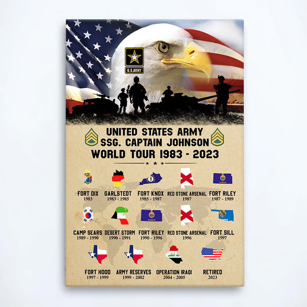 US Veteran Custom Poster And Canvas U.S Military World Tour Personalized Gift K1702 Trhn