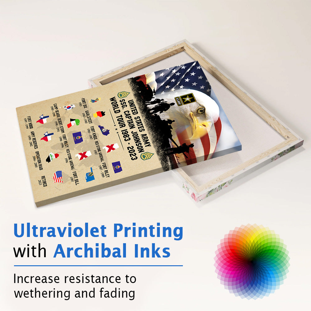 US Veteran Custom Poster And Canvas U.S Military World Tour Personalized Gift K1702 Trhn