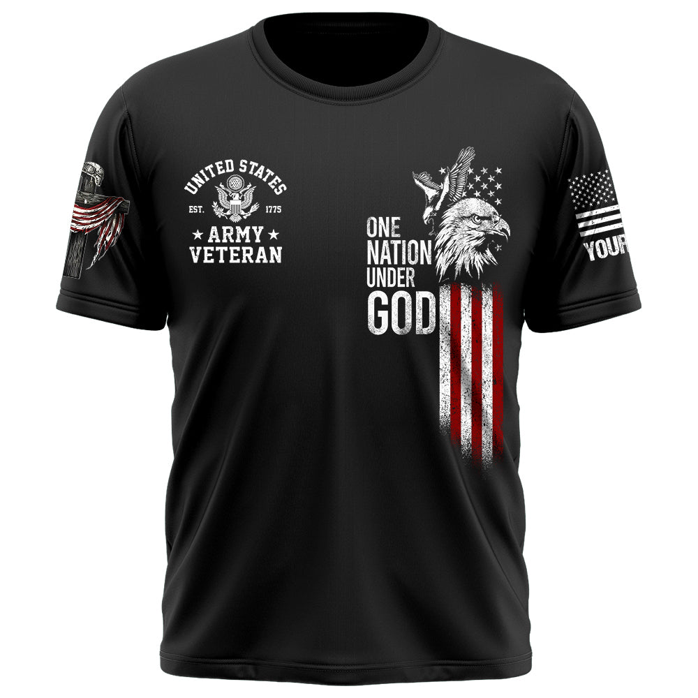 Custom Shirt Memorial Day Shirt Eagle One Nation Under God Cross Veteran Flag Gift For Veteran K1702 Trhn