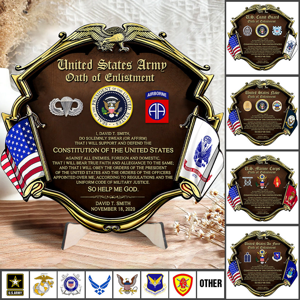 Personalized Wooden Oath of Enlistment Military Gift For Veteran K1702 Trhn