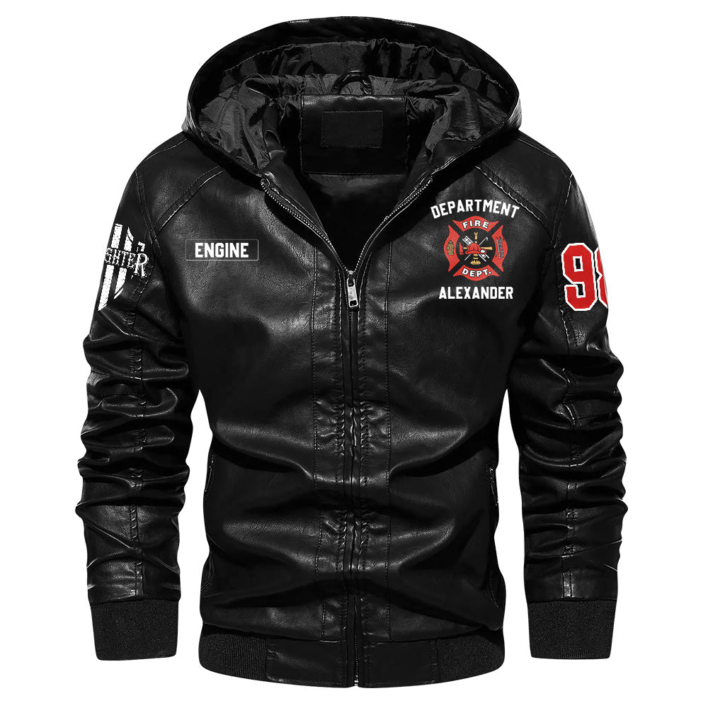 Sons of Fire Pride Duty Honor Personalized Leather Jacket For Fireman Firefighters K1702 Trhn
