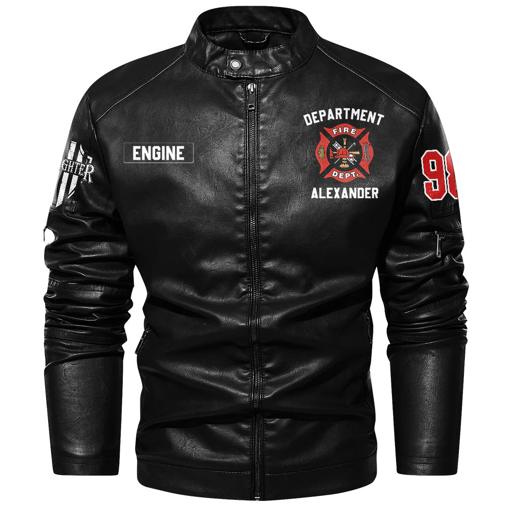Sons of Fire Pride Duty Honor Personalized Leather Jacket For Fireman Firefighters K1702 Trhn