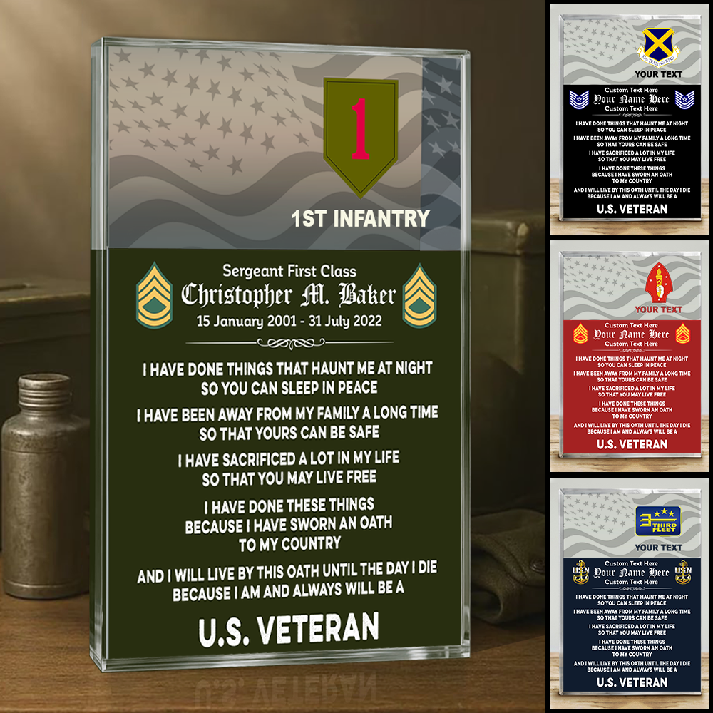 Personalized Acrylic Block Custom Military Retirement Plaques All Military Branches Gift For Veteran K1702 Trhn